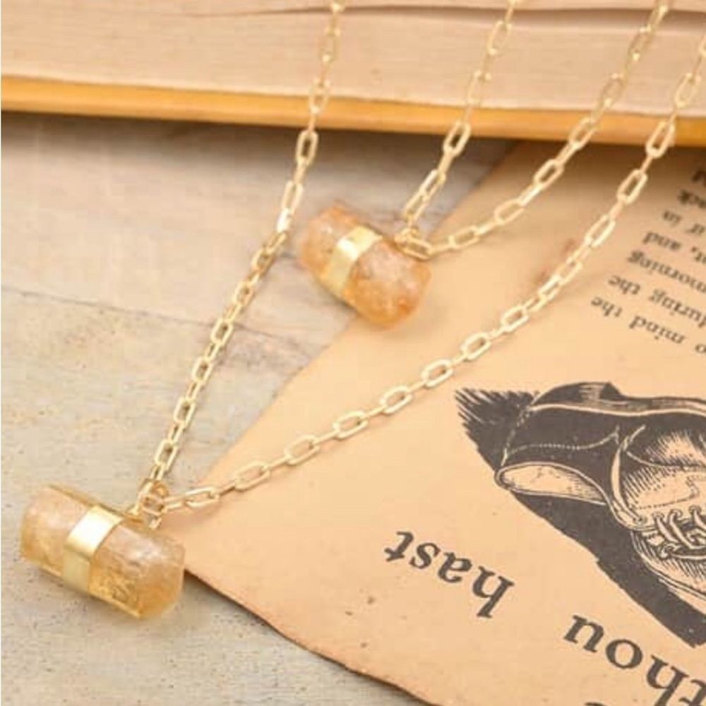 Brazilian Natural Citrine Double Layer Necklace 21-23” in Goldtone 11.50ctw